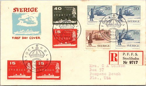 Svezia fdc 1958 elicottero - svezia,