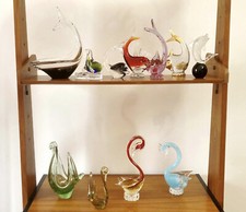 Statuina pesce cigno di Murano scultura animale metà secolo arte veneziana vetro anni 70