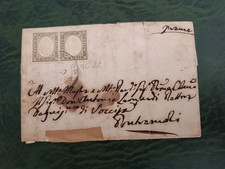 SARDEGNA 1861 10 CENT. X 2  GRIGIO OLIVASTRO SCURO (14 CA) SU BUSTA