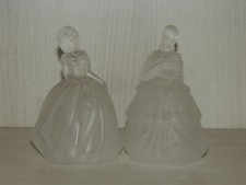 Art Decò,coppia di sculture in vetro italiane,figure di donne