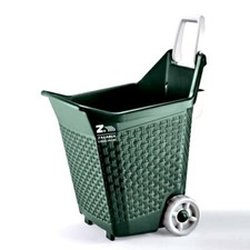 CARRELLO DA GIARDINO VERDE CON RUOTE TROLLEY PORTA LEGNA PELLET MANGIME 60 Kg