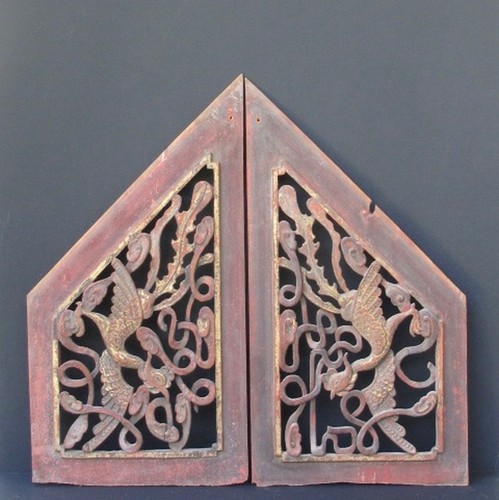 Coppia antico phoenix legno - coppia,
