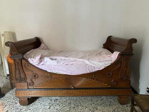 Letto barca antico noce - letto,