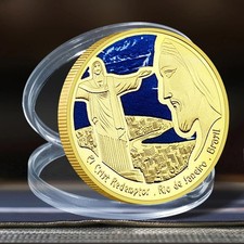 Moneta Cristo Redentore - Statua Cristo Brasiliano - Golden Plated Coin