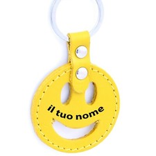 PORTACHIAVI IN PELLE INCISO CON NOME PERSONALIZZATO UOMO DONNA INCISIONE SMILE