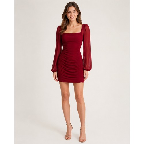 Mini abito increspato maglia - mini,