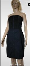 Patrizia Pepe Jeans Vestito Dress Tubino Donna Nero  Plisse Cotone Abito Casual