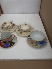 Tre tazzine caffè porcellana vintage Thomas Ivory dipinte a mano da collezione