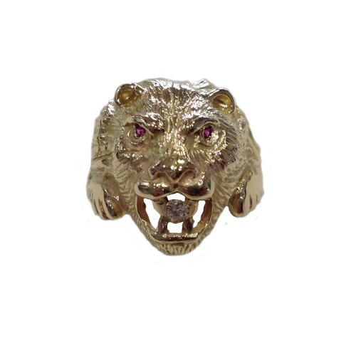 Anello testa leone con - di,
