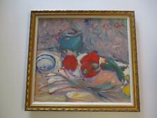 QUADRO VINTAGE MARIA CALVO IMPRESSIONISTA ELENCATO CA LAGUNA MODERNISTA NATURA MORTA