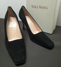 Decolte vintage Vera Wang in camoscio nero con scatola originale taglia 6 1/2