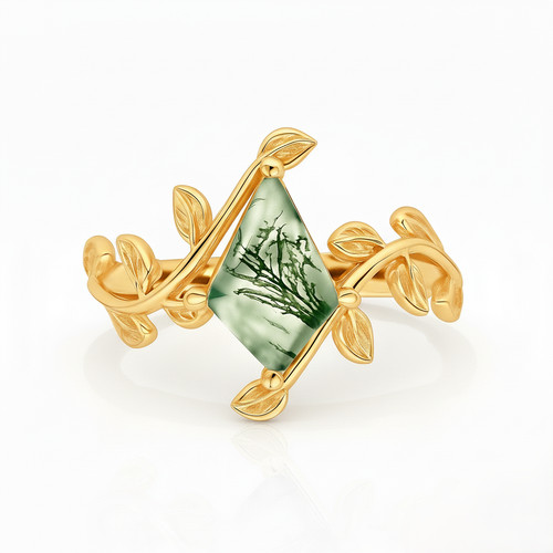Anello aquilone muschio agata