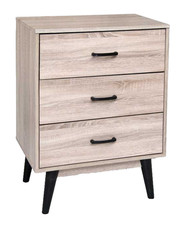 CASSETTIERA 3 CASSETTI COMODINO SETTIMINO MODERNO ROVERE NATUR LEGNO 80*60*40 cm