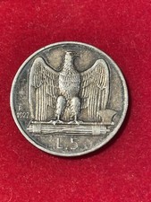 5 Lire 1927 Aquilino Bordo Liscio Argento Vittorio Emanuele III  4,96 Grammi