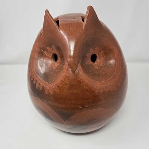 Gufo terracotta smaltata - gufo, in