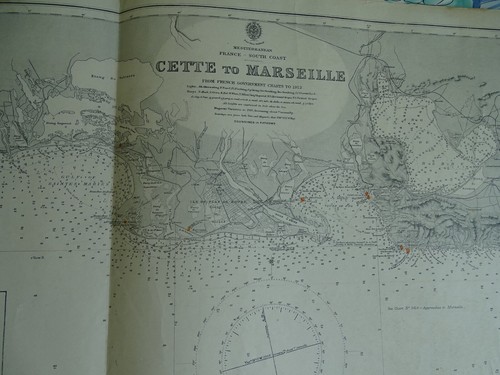 Vecchia carta nautica francia - vecchia,