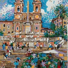 Serigrafia Pino Cappugi Cattedrale arte figurativa Scalinata viaggio vacanze