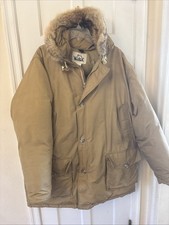 Woolrich Vintage Donna Oro Parka Cappotto Invernale con Cappuccio Bordo Coyote Tan XL USA