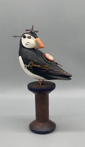 Scultura uccellino steampunk