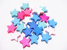 15pz misti  perline stella in legno 19x19mm colore vari