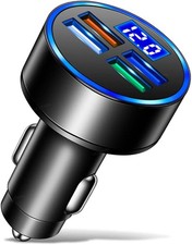 3.1A 4 USB Caricabatteria Da Auto Con Lampada A LED Ricarica Rapida per... 