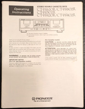 ☑️ Pioneer CT-W620R/W602 StereoDoppia Cassette Deck Manuale Istruzioni Funzionante