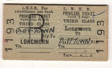 Railway ticket LNER Longmorn - Dufftown