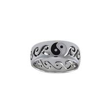 Anello Surf Yin Yang Onde 925 Argento Sterling Gioielli Mare Spiaggia Oceano