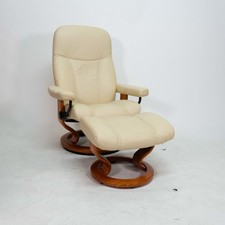 Ekornes Stressless Poltrona Consul (M) con Sgabello Beige Pelle Relax Comodo Top