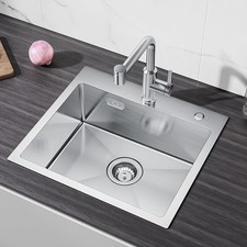 50x45 cm. lavello moderno acciaio inox cucina vasca incasso mobile lavanderia