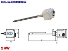 Resistenza Elettrica 230V Bollitore CORDIVARI 2 kW Pannelli Solari Circolazione