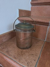 Antico Pentolino In Rame Stagnato con Coperchio e  Piccolo Scaldavivande 