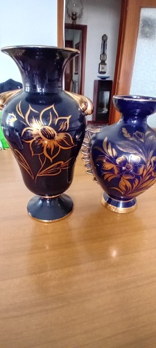 Vaso ceramica blu cobalto con - vaso,