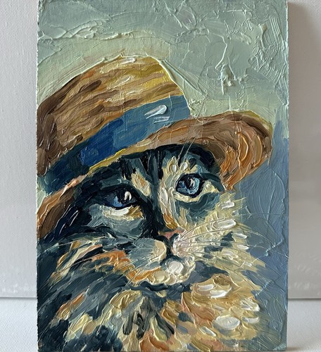 Cat original oil painting - oil,
