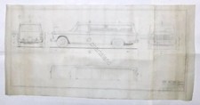 Disegno Tecnico Ambulanza telaio Fiat 2300 - Ditta Accossato - Casale - anni '60