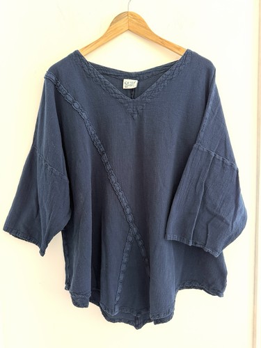 Top tunica gauze blu - top,
