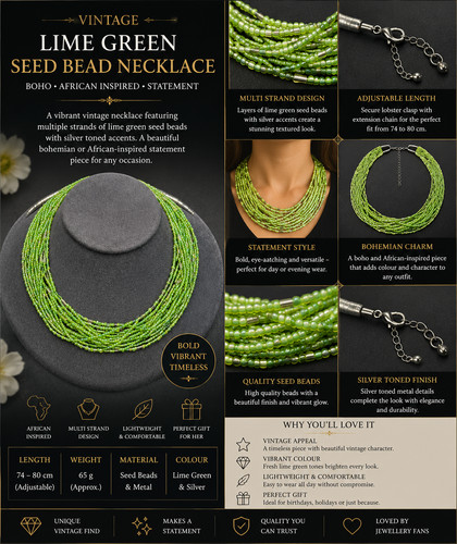 Collana vintage verde lime - collana,