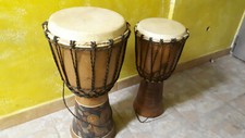 TAMBURO DJAMBE' DARBUKA BONGO IN LEGNO PELLE BUFALO PERCUSSIONE 