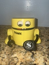 Mr Money TOMY Robot Salvadanaio Banca Automatico Vintage 1987 Manca Coperchio Batteria