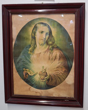 Antico quadro Icona Gesu stampa pirmi 900' Cornice 50 x 40 vintage Q 282