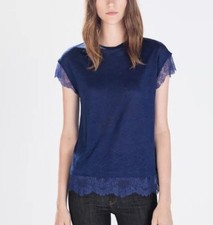 ZARA Maglietta in Lino Blu