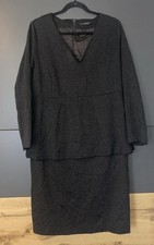 Abito MARINA RINALDI scollo a V peplo manica lunga grigio scuro taglia M