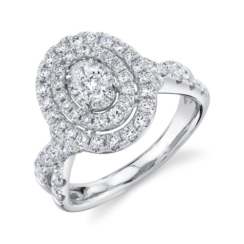 14k oro bianco ovale diamante - oro,