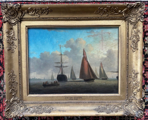 Antico dipinto olio marino
