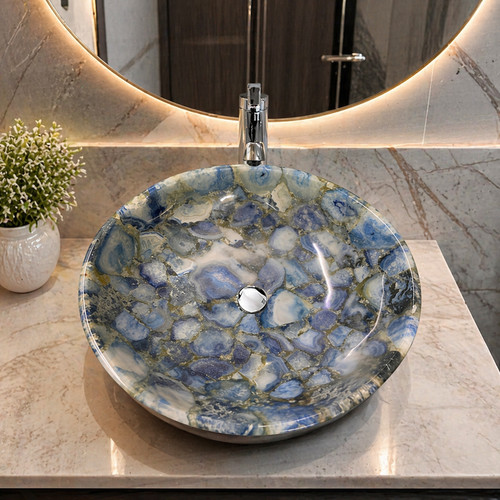 Lavabo vaso pietra agata blu