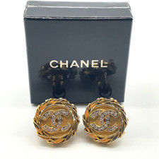 Orecchini a clip originali CHANEL Coco Mark strass vintage cerchio 2_3 con B SK030738