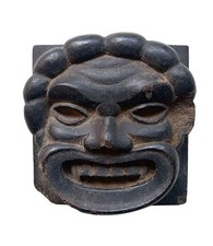 *HH* Antica Maschera Mascherone Scultura Statua Tribale In Pietra Demone Satiro 