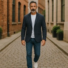 Antony Morato Giacca Uomo 2XL Blu Super Slim Fit Mezza Fodera A Un Petto