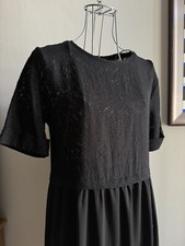 Zara Vestito Lungo Maniche Corte Nero S