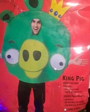 Costume Halloween Adulto Re Maiale Verde Angry Birds Videogioco Vestire Fantasia